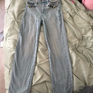 Embroidered Floral Light Wash Jeans